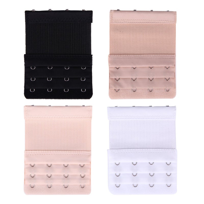 Senkary 4 Pieces Bra Extenders 4 Hook Comfortable Soft Stretchy Bra Extension Strap for Women (Multicoloured) - Image 4